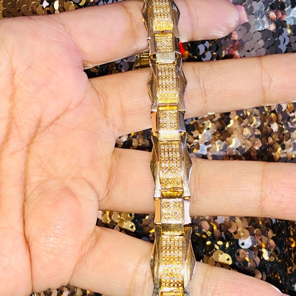 Beautiful custom made unbeatable REAL DIAMOND mens bracelet not CZ 10k vermeil - Picture 7 of 8